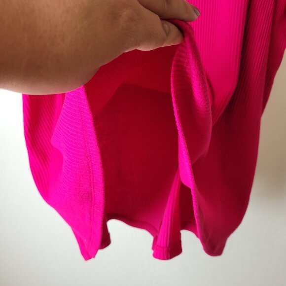 Ava & Viv Plus Size Magenta Flutter Ribbed Blouse - Picture 6 of 7